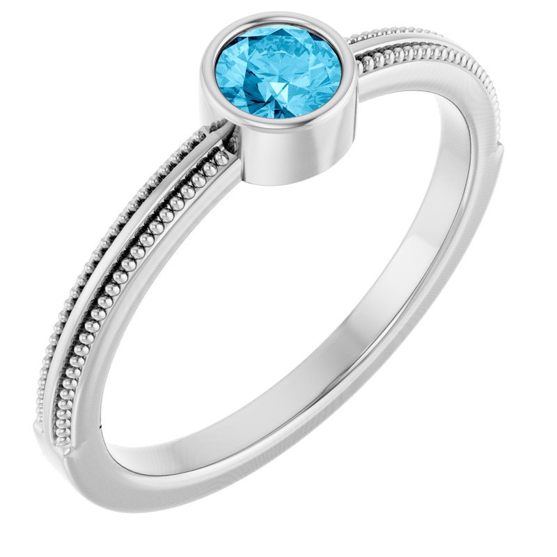 Milgrain Bezel-Set Solitaire Birthstone Ring
