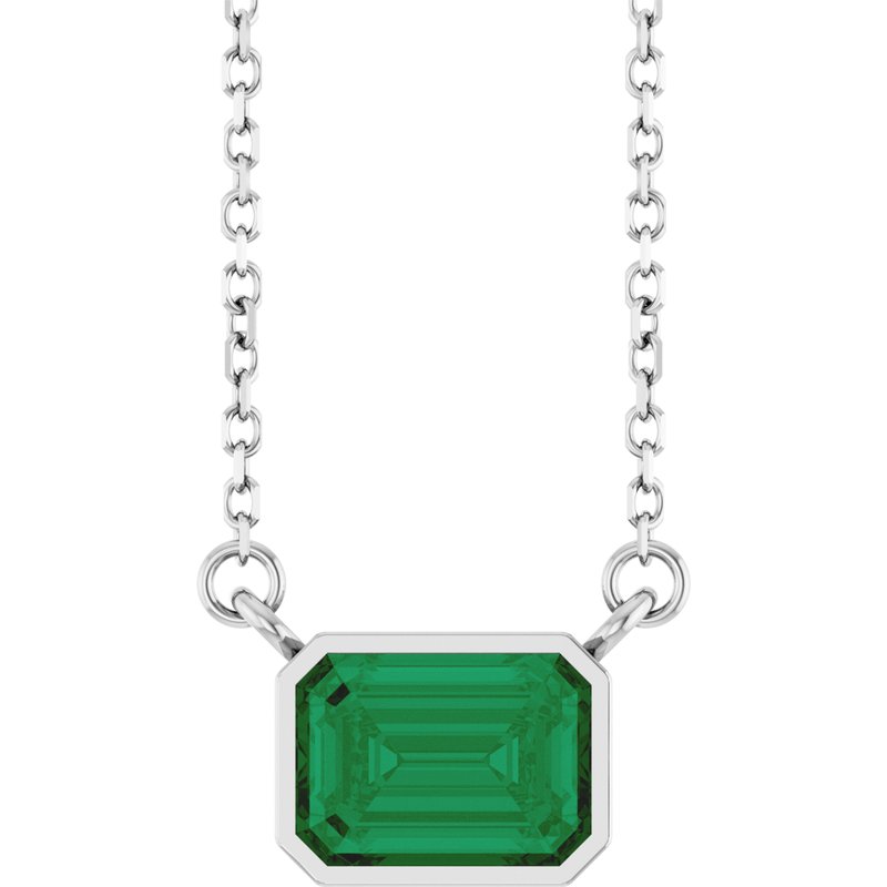 Bezel-Set Solitaire Necklace — 18″