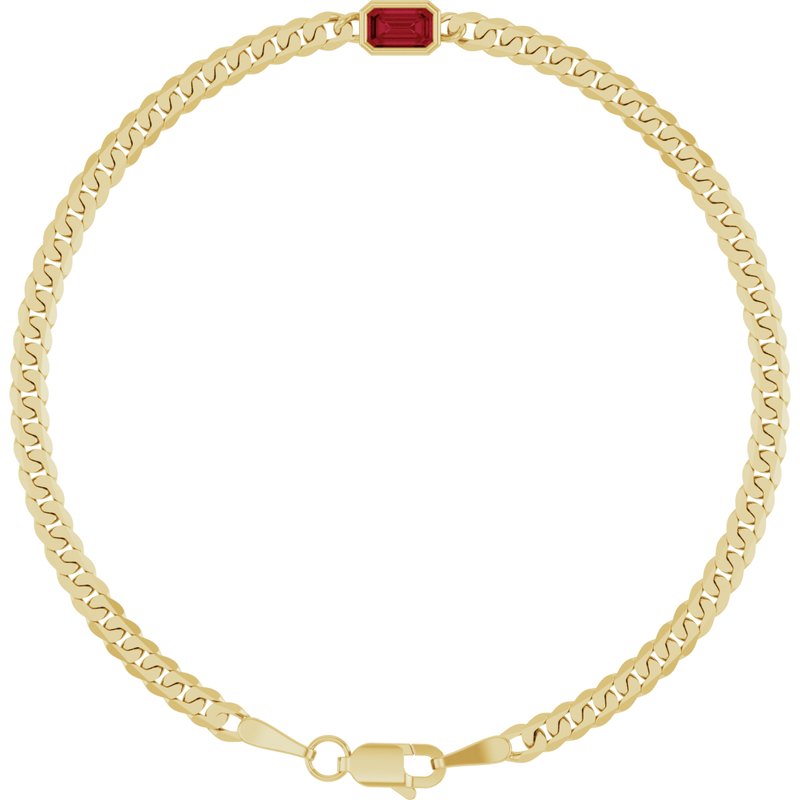 Bezel-Set Solitaire Curb Link Bracelet