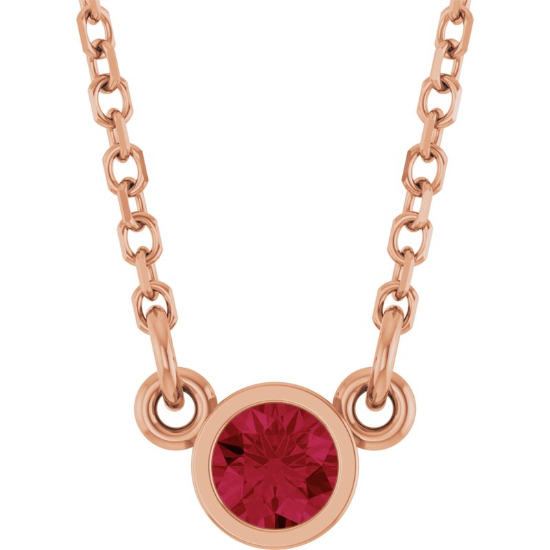 Bezel-Set Solitaire Birthstone Necklace