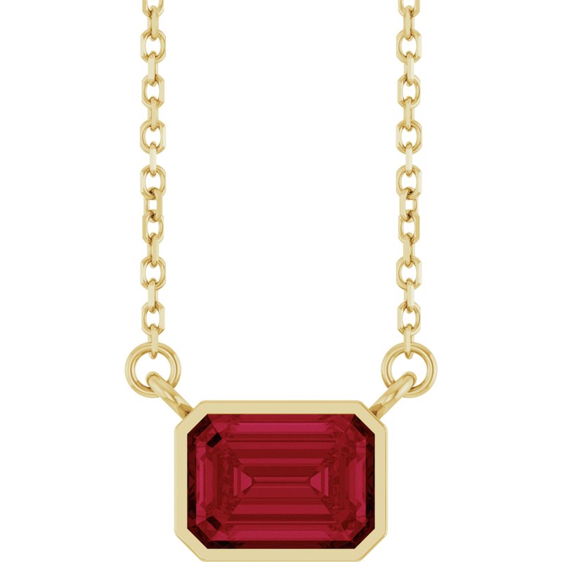 Bezel-Set Solitaire Necklace — 18″