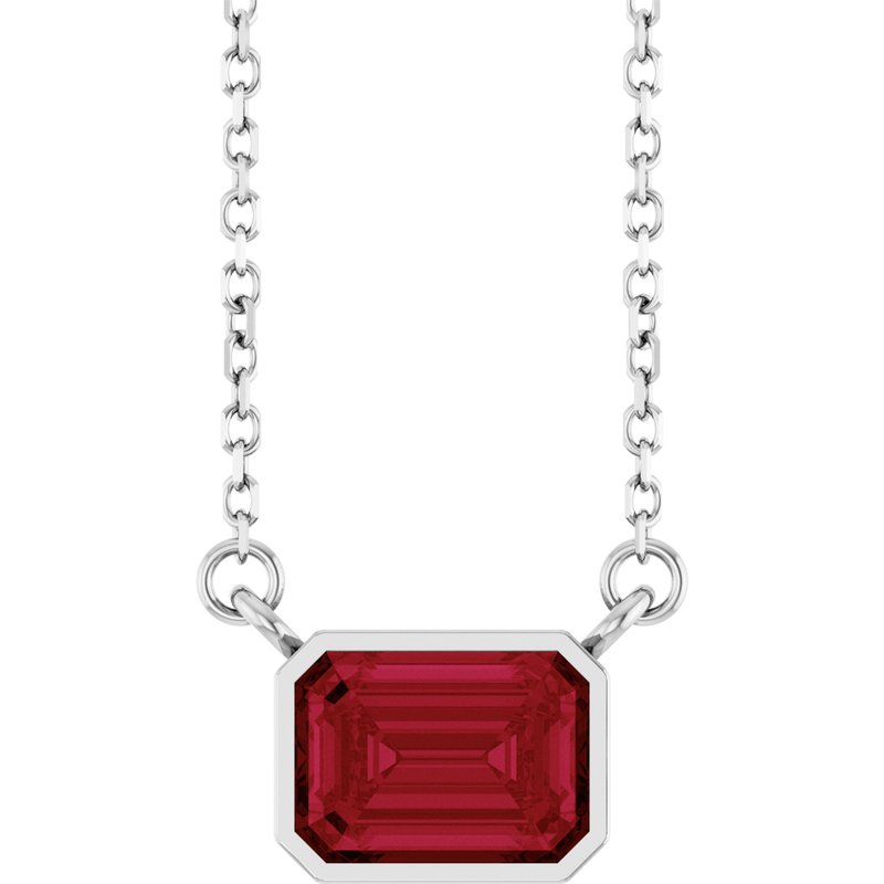 Bezel-Set Solitaire Necklace — 18″