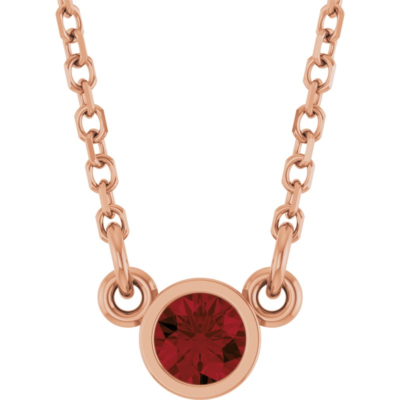 Bezel-Set Solitaire Birthstone Necklace