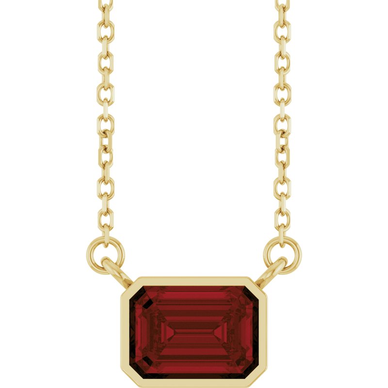 Bezel-Set Solitaire Necklace — 18"