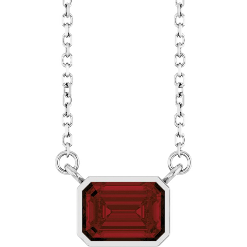 Bezel-Set Solitaire Necklace — 18″