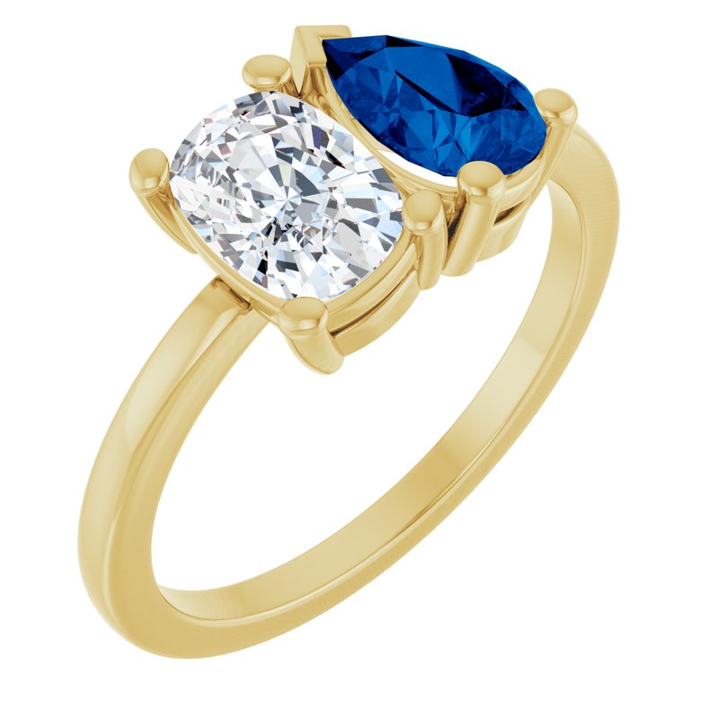 Two-Stone Ring — 9/10 ct Lab-Grown Diamond & Lab-Grown Two Stone