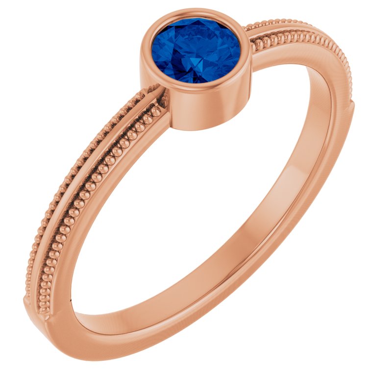 Milgrain Bezel-Set Solitaire Birthstone Ring