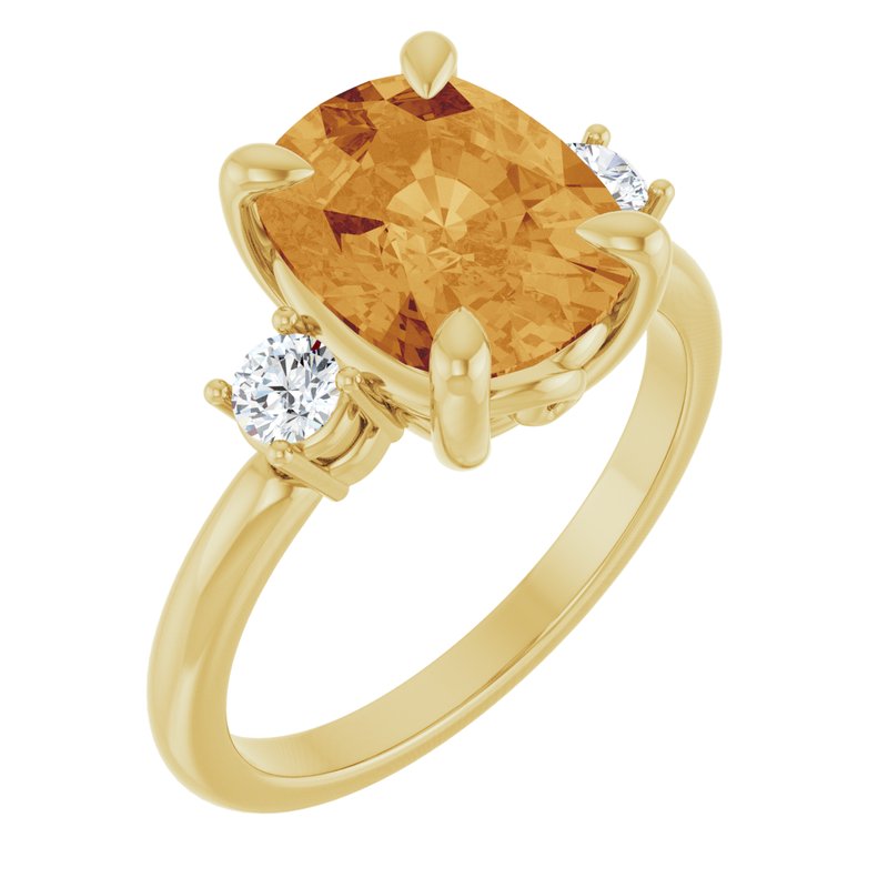 Claw-Prong Three-Stone Ring — 1/5 ctw Natural & Diamond Accented