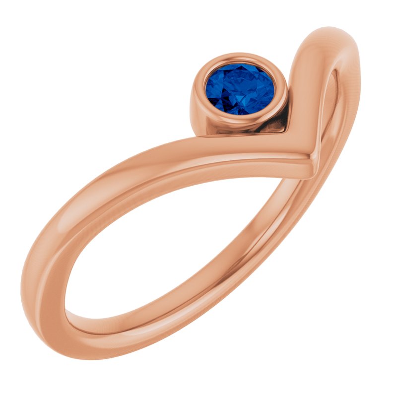 Bezel-Set Solitaire V Ring