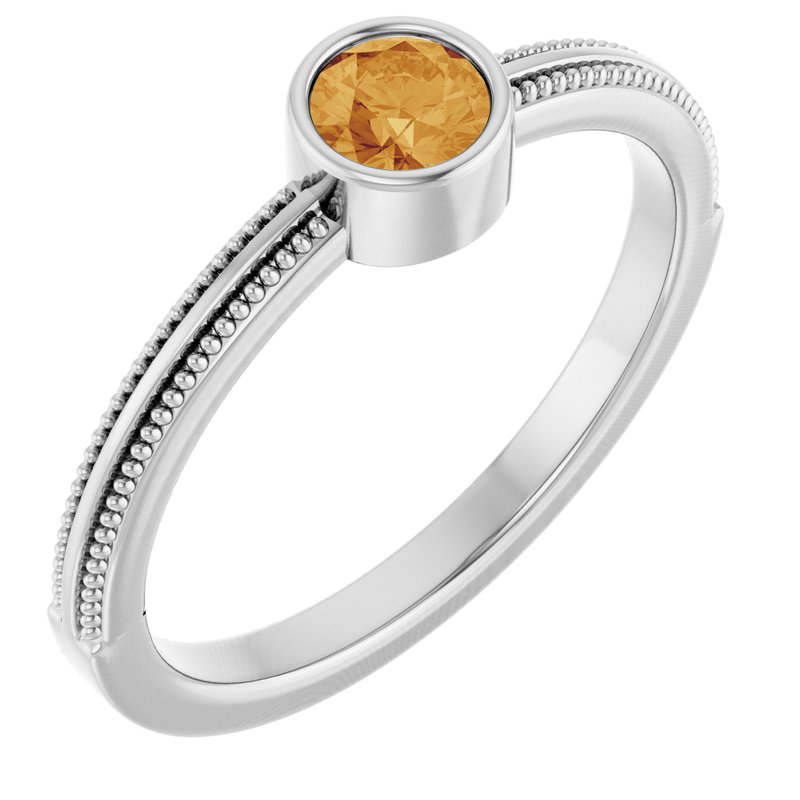 Milgrain Bezel-Set Solitaire Birthstone Ring