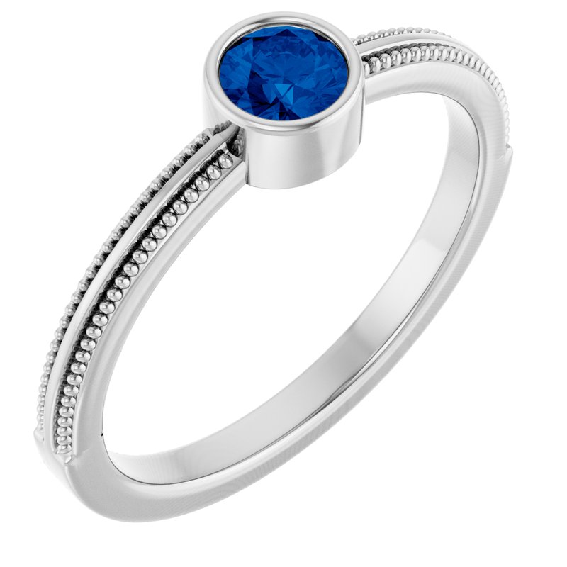Milgrain Bezel-Set Solitaire Birthstone Ring