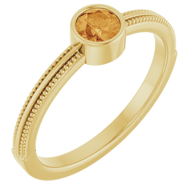 Milgrain Bezel-Set Solitaire Birthstone Ring