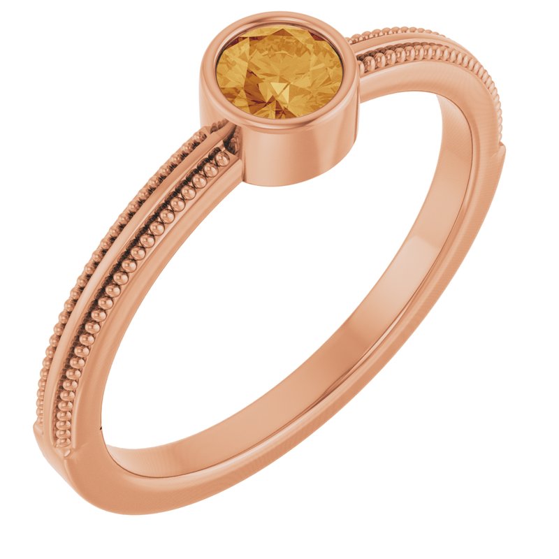 Milgrain Bezel-Set Solitaire Birthstone Ring