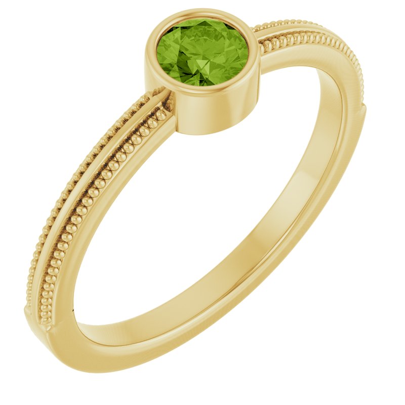 Milgrain Bezel-Set Solitaire Birthstone Ring