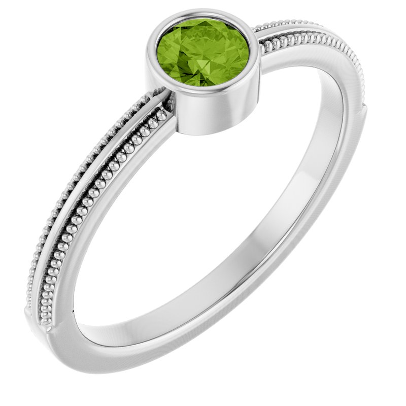 Milgrain Bezel-Set Solitaire Birthstone Ring