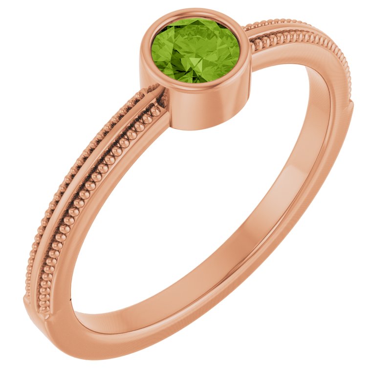 Milgrain Bezel-Set Solitaire Birthstone Ring