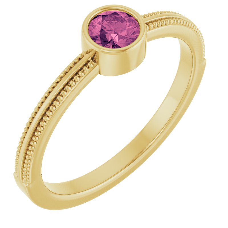 Milgrain Bezel-Set Solitaire Birthstone Ring