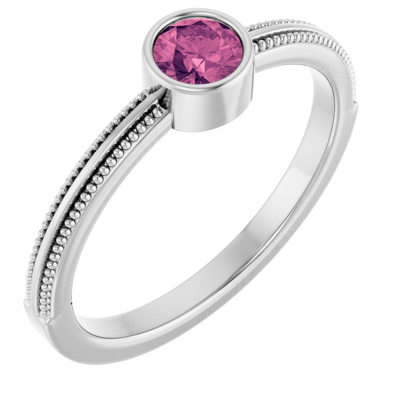 Milgrain Bezel-Set Solitaire Birthstone Ring