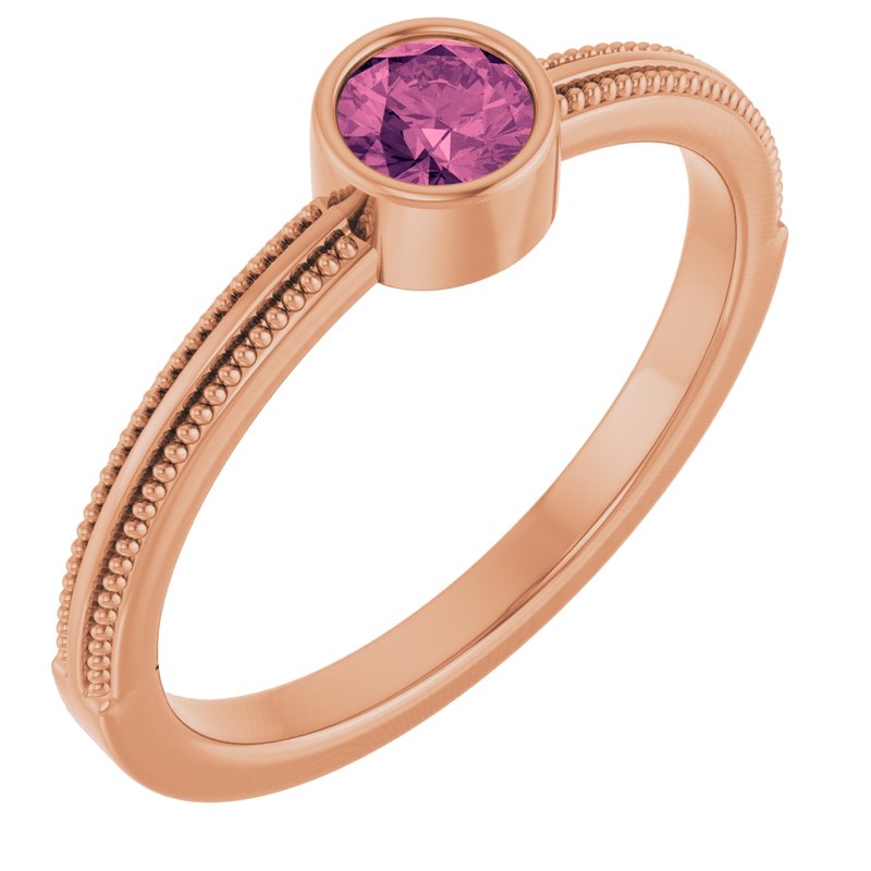 Milgrain Bezel-Set Solitaire Birthstone Ring