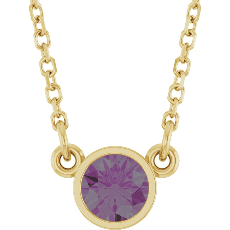 Bezel-Set Solitaire Birthstone Necklace