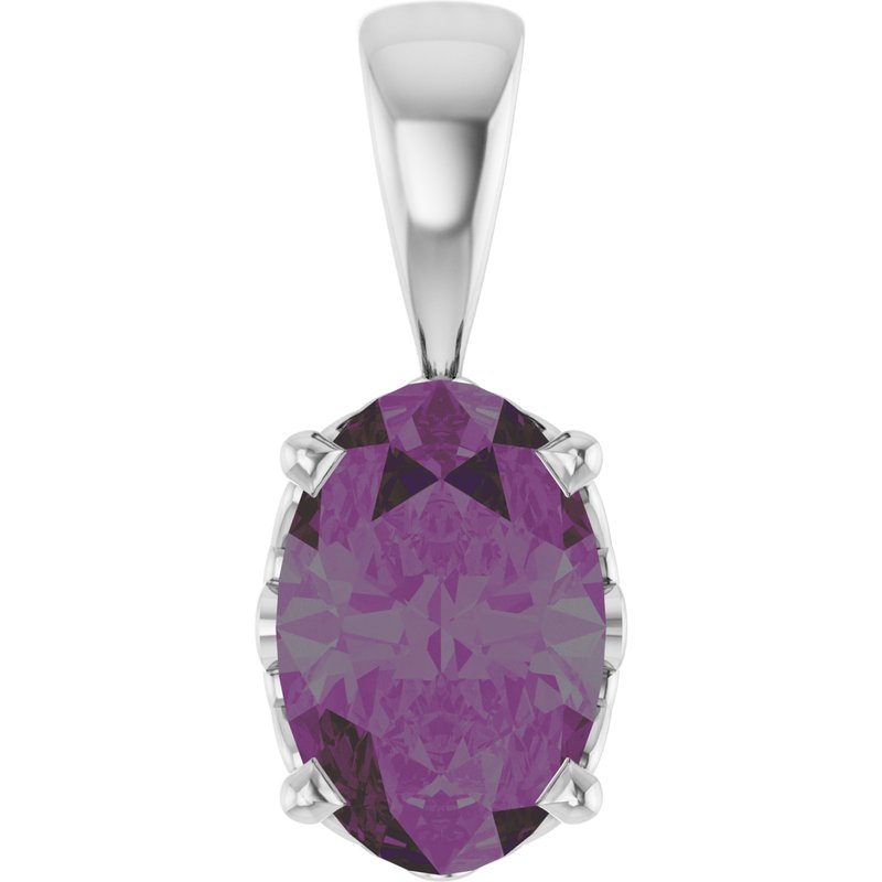Oval 4-Prong Solitaire Necklace or Pendant