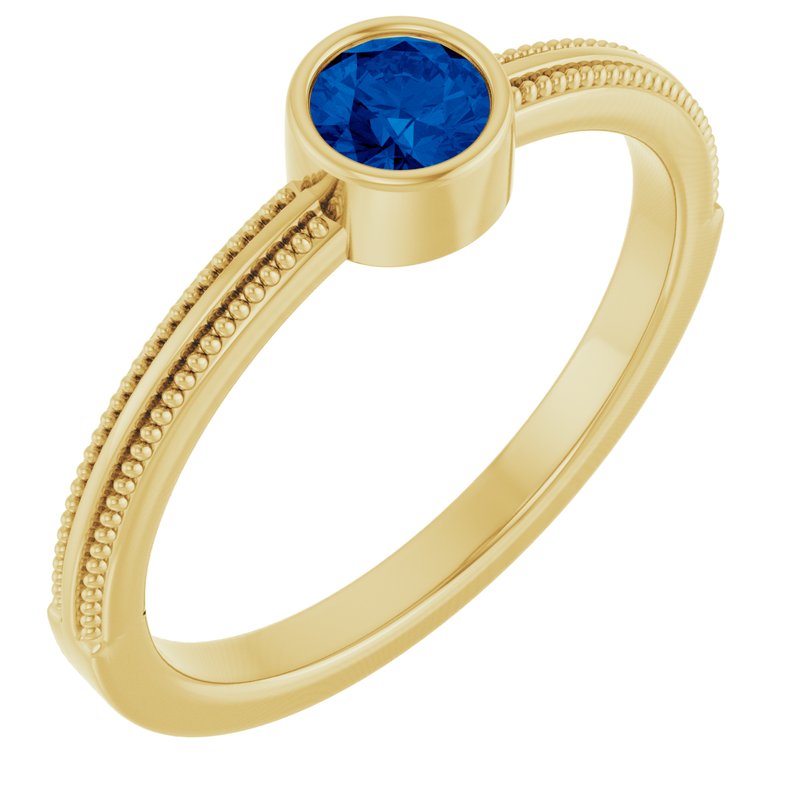 Milgrain Bezel-Set Solitaire Birthstone Ring