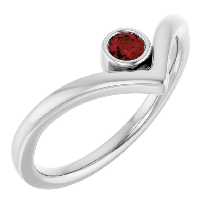 Bezel-Set Solitaire V Ring