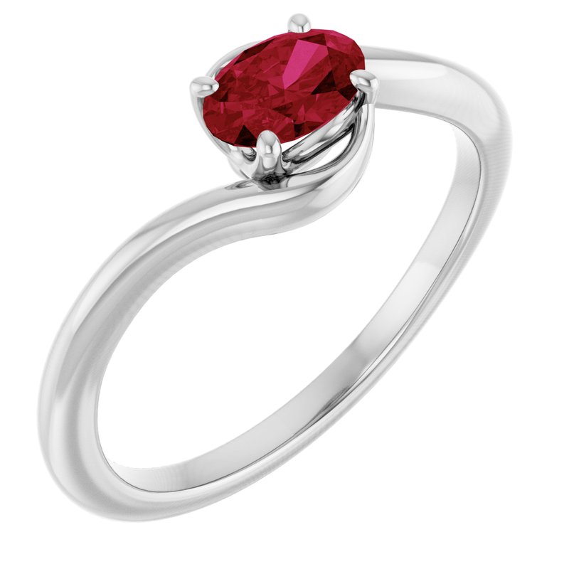 Solitaire Bypass Ring — Lab-Grown Ruby