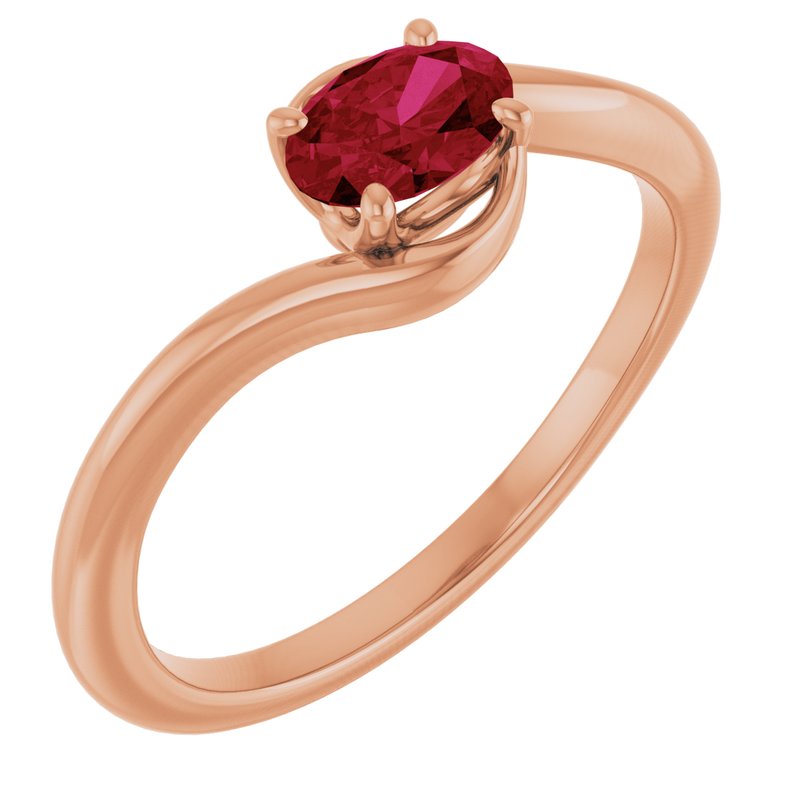 Solitaire Bypass Ring — Lab-Grown Ruby