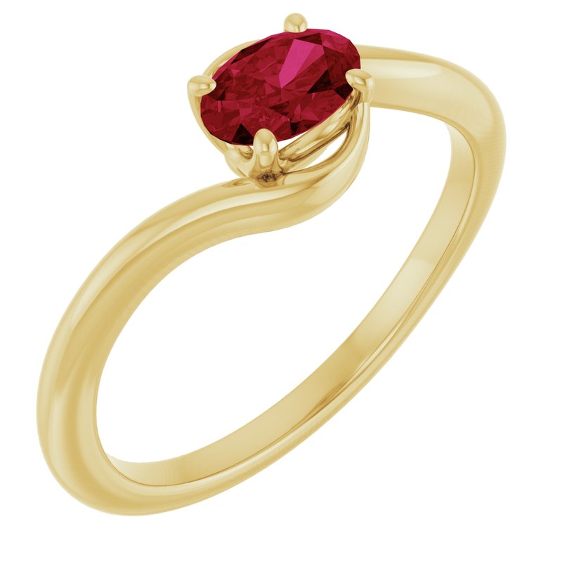 Solitaire Bypass Ring — Lab-Grown Ruby