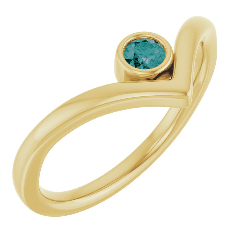 Bezel-Set Solitaire V Ring