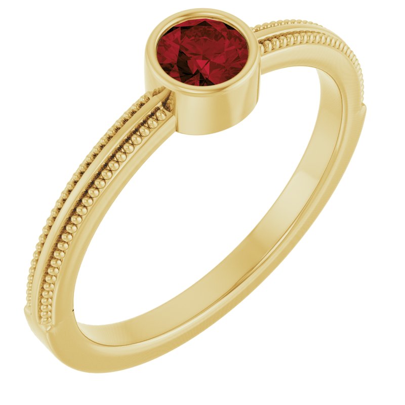 Milgrain Bezel-Set Solitaire Birthstone Ring