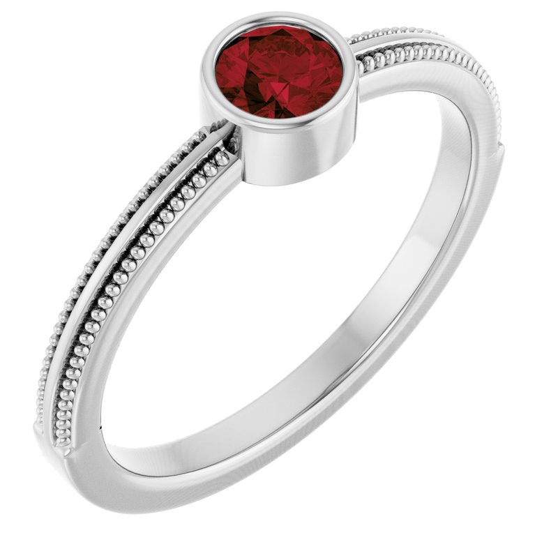 Milgrain Bezel-Set Solitaire Birthstone Ring