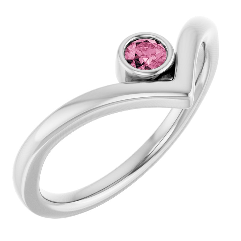 Bezel-Set Solitaire V Ring