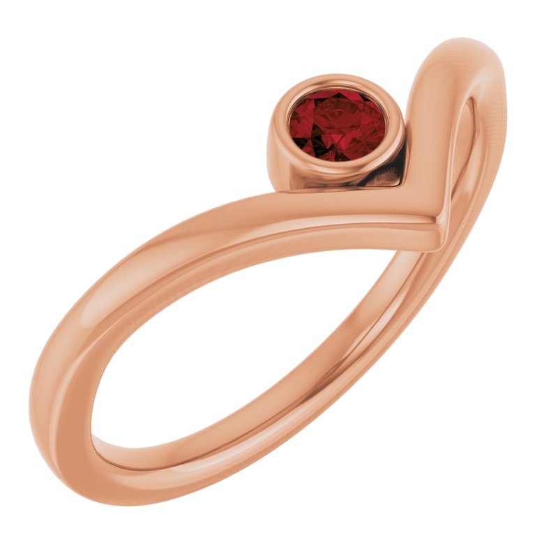 Bezel-Set Solitaire V Ring