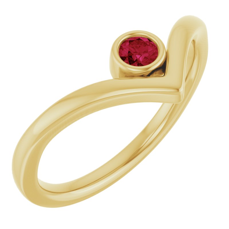 Bezel-Set Solitaire V Ring