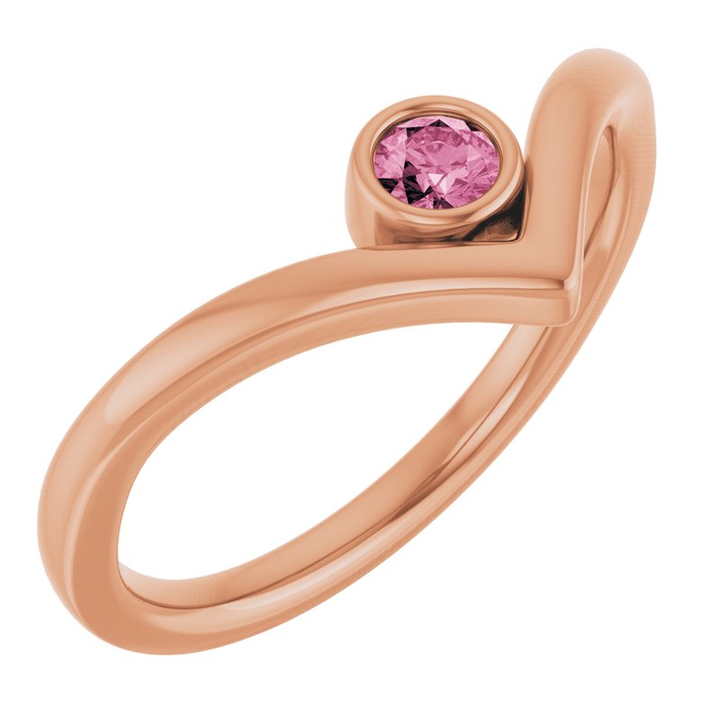 Bezel-Set Solitaire V Ring