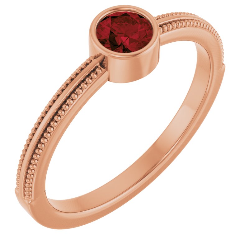 Milgrain Bezel-Set Solitaire Birthstone Ring