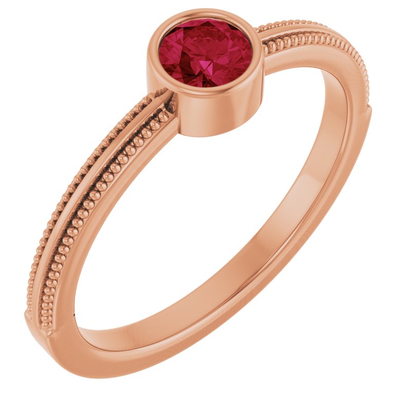 Milgrain Bezel-Set Solitaire Birthstone Ring