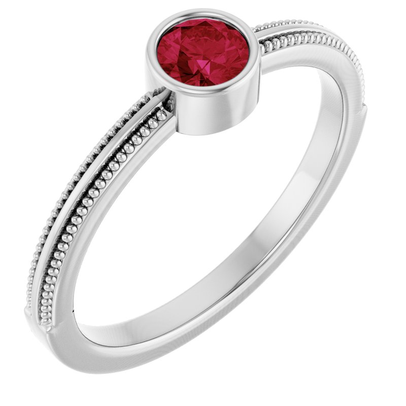 Milgrain Bezel-Set Solitaire Birthstone Ring