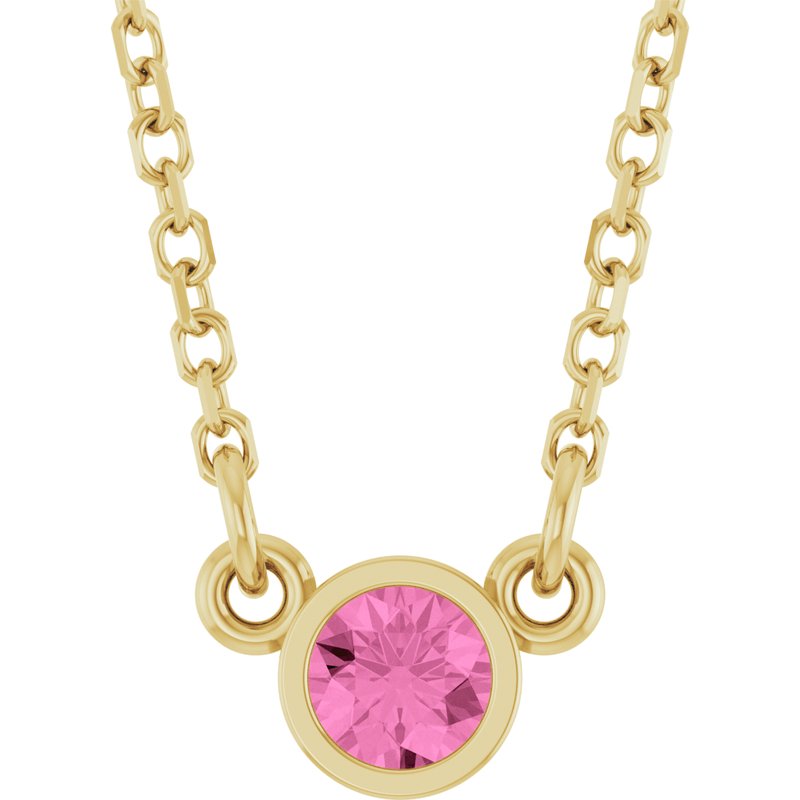 Bezel-Set Solitaire Birthstone Necklace