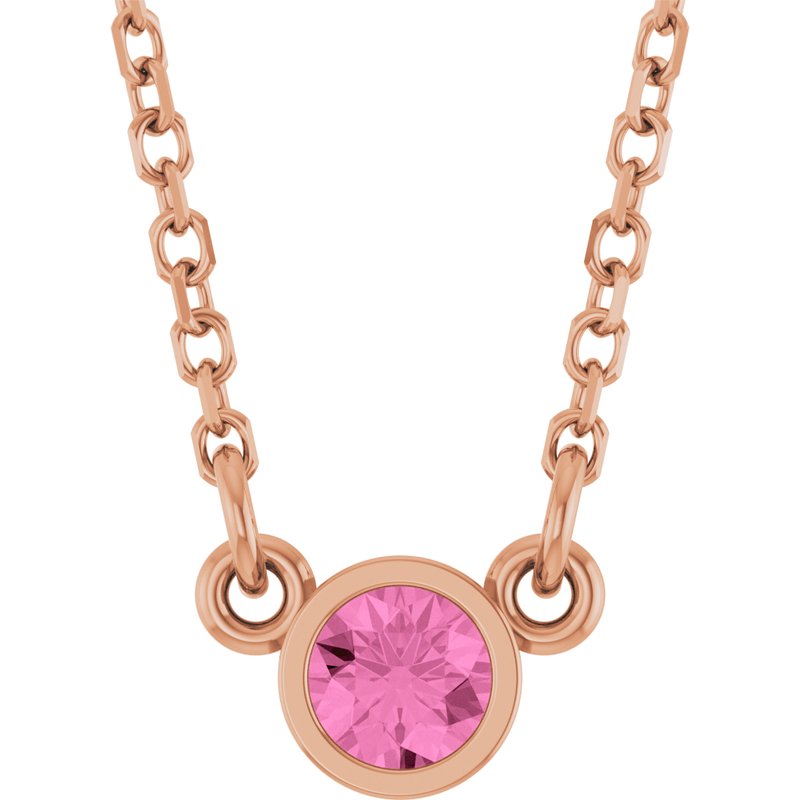 Bezel-Set Solitaire Birthstone Necklace