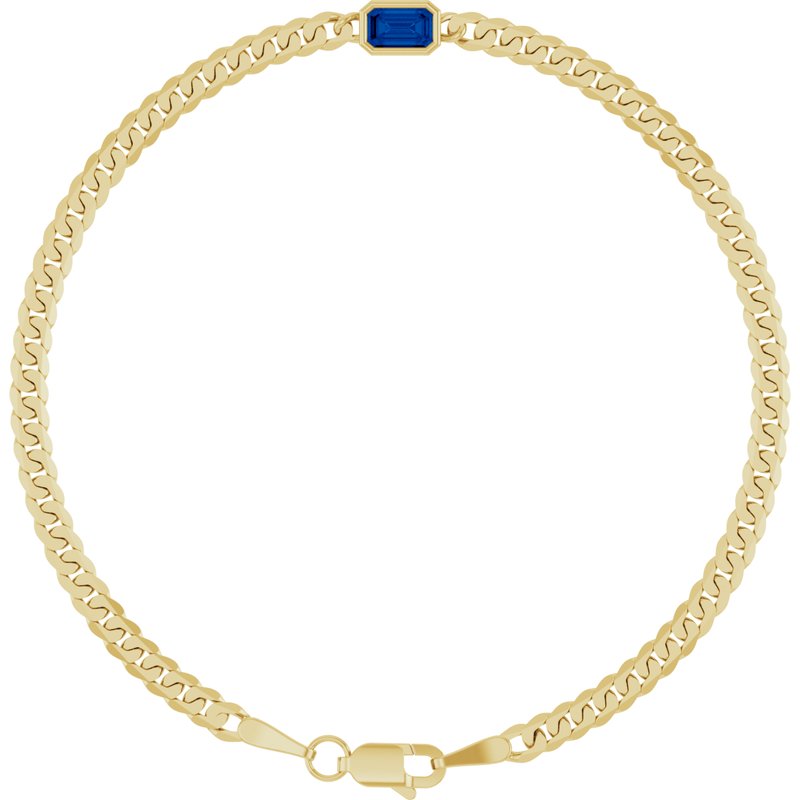 Bezel-Set Solitaire Curb Link Bracelet