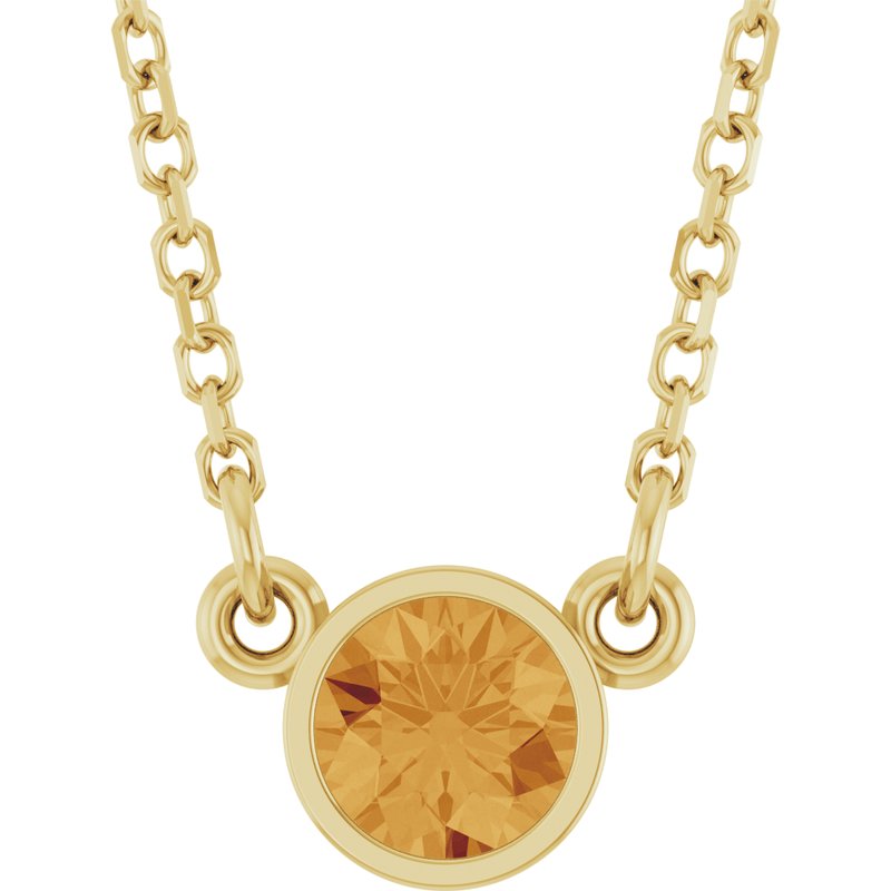 Bezel-Set Solitaire Birthstone Necklace
