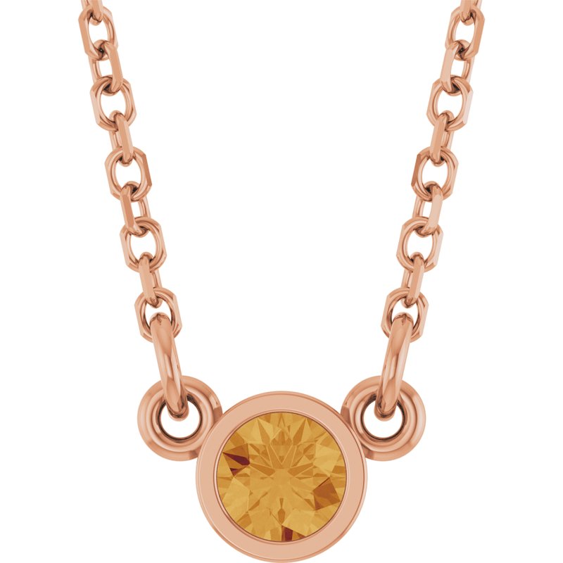 Bezel-Set Solitaire Birthstone Necklace