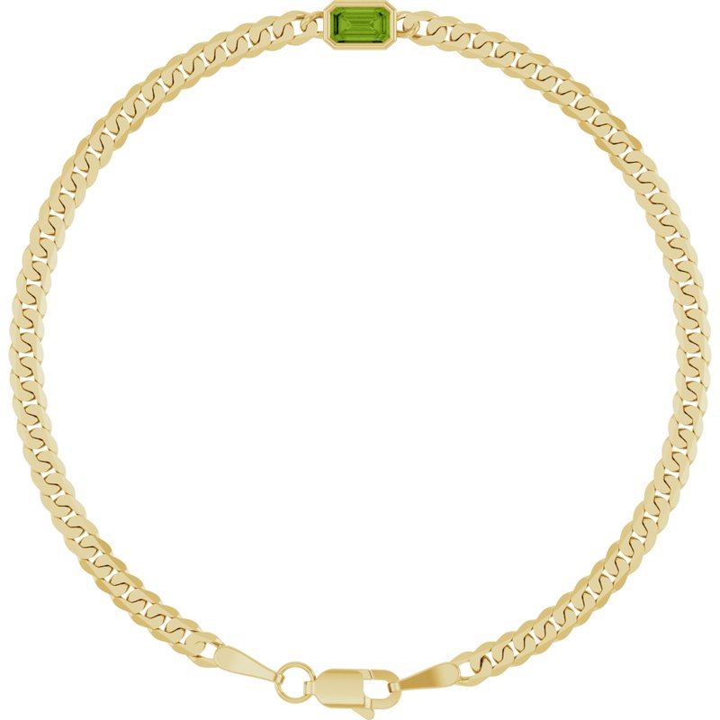 Bezel-Set Solitaire Curb Link Bracelet