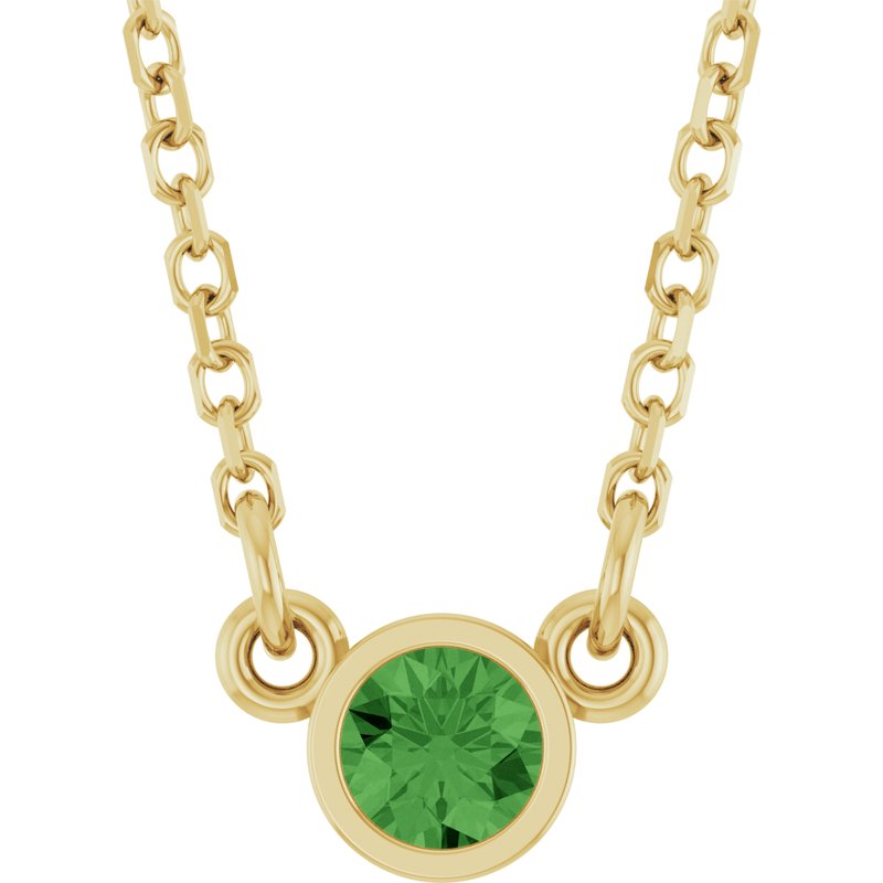 Bezel-Set Solitaire Birthstone Necklace