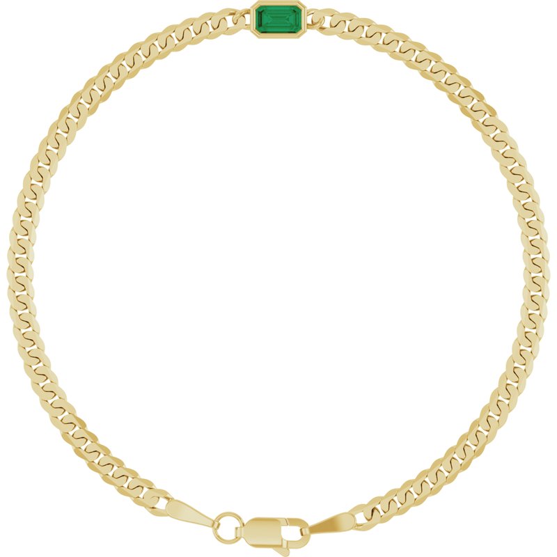 Bezel-Set Solitaire Curb Link Bracelet