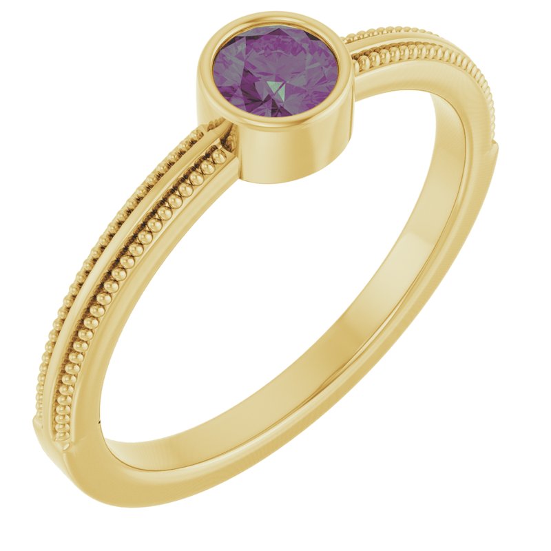 Milgrain Bezel-Set Solitaire Birthstone Ring