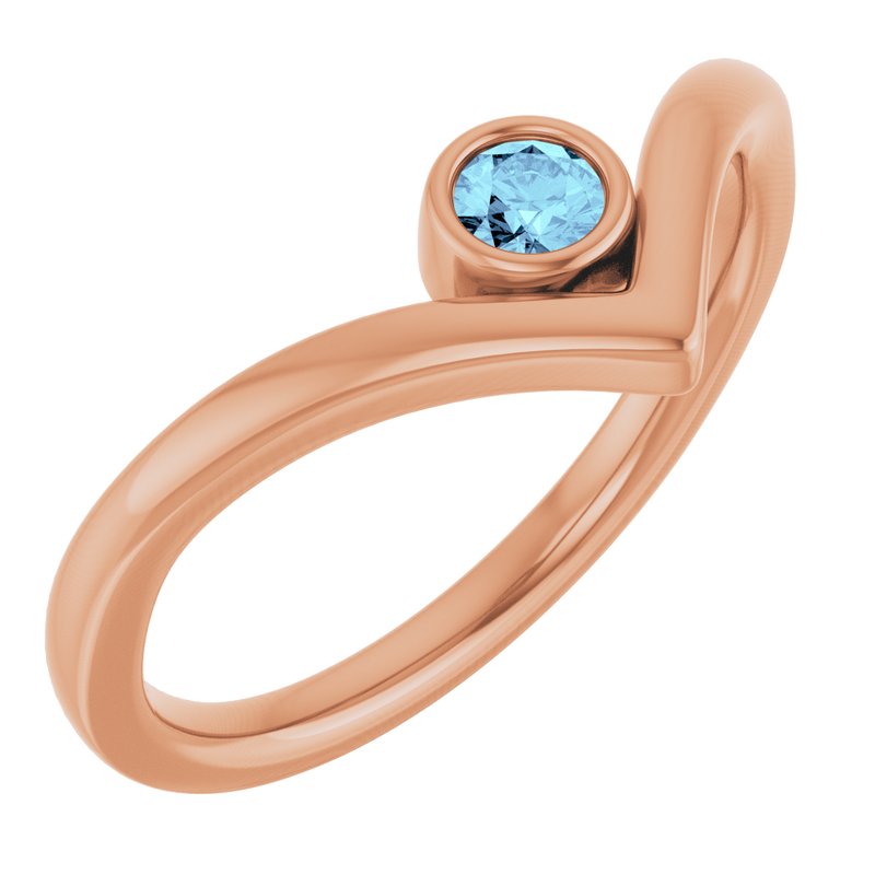 Bezel-Set Solitaire V Ring